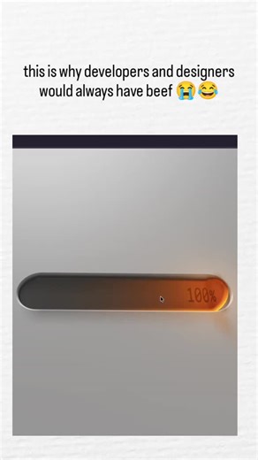 @videos_hub2 on Instagram: "The post shares a humorous video meme contrasting a basic developer-style slider (straightforward 48% to 83% progress) with a wobbly, jelly-like designer version, using actor reactions to poke fun at their typical collaboration tensions. Posted by software engineer on February 8, 2026, it garnered over 13K likes and 7M views, resonating with tech communities on the dev-design divide. Replies include developers sharing interactive implementations, like a TypeScript-bas