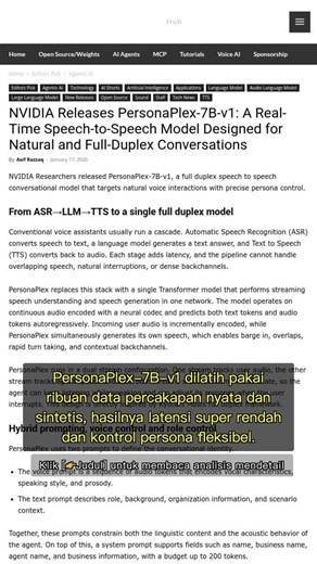 🧐👉 NVIDIA PersonaPlex-7B-v1: Model Suara AI Real-Time, Interaksi Makin Natural! #QixNewsAI