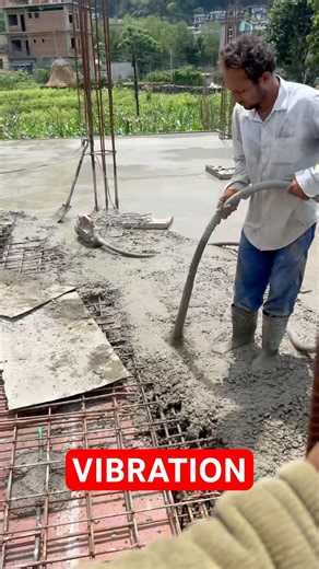 Concrete Vibrator in Action During Slab Pour 🏗️ Real Site Work #shorts #howitsbuilt #construction