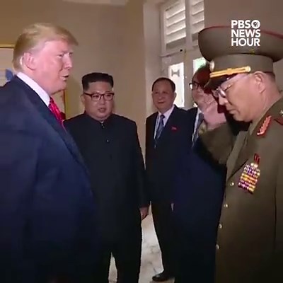 123K views · 2.4K reactions | North Korea TV aired previously unseen behind-the-scenes footage of President Trump and Kim Jong Un's meeting in Singapore, including a moment where Trump saluted a North Korean general. | PBS NewsHour | Facebook