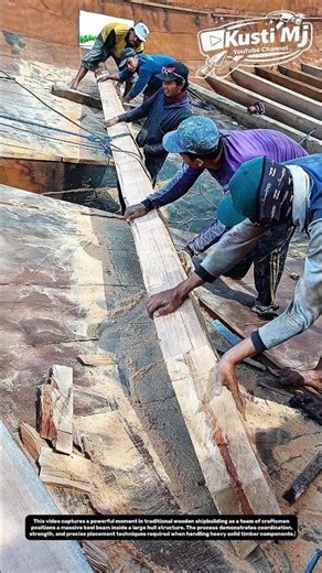 Massive Keel Beam Installation | Teamwork in Traditional Wooden Ship Construction.
