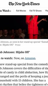Thank you @nytimes for featuring ‘Hijabs Off’ in the #whattowatch section this week! Directed by @marcusrussellprice Produced by @allthingscomedy Available RIGHT NOW only on @primevideo | Zainab Johnson