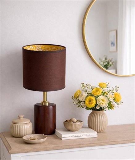 Handmade Table Lamp, Marbled Inner Shade, Sculptural Ambient Lighting With Metal Neck - Etsy