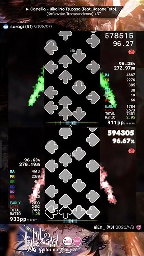9.62* Kikai no Tsubasa +DT! - #osu #osugame #osumania #osumania4k #rhythmgame #vsrg #osumaniaskins