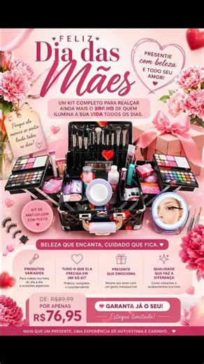Kit Maquiagem Completo Dia das Mães – Presente Criativo e Cheio de Amor✨