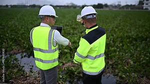 Environmental engineers inspect water quality,Bring water to the lab for testing,Check the mineral content in water and soil,Check for contaminants in water sources. Stock Video