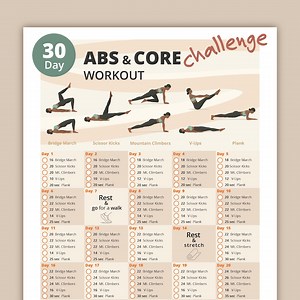 30-day Abs & Core Workout Challenge: Printable Home Fitness Program for Women - Etsy UK