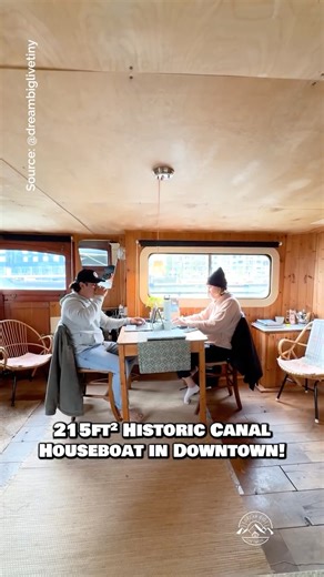 Alan | Dream Big Live Tiny Co. | Would you stay in this historic canal houseboat in the Netherlands? 🇳🇱 We stayed a few nights in this incredible 215-sqft houseboat in a... | Instagram