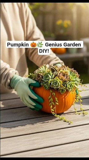 Succulent Pumpkin 🎃🌿 Genius Garden DIY! #shorts #shortvideo