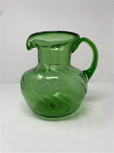 Green Blown Glass Pitcher - Etsy