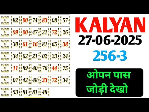 Kalyan Satta Matka Today Chart | 27 June 2025 | 100% Fix Ank | Kalyan Result Leak! 🔥