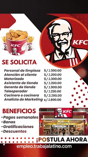 Convocatoria de Empleo en KFC: Postula Ahora