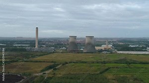 Aerial footage of Didcot Power Station cooling tower demolition