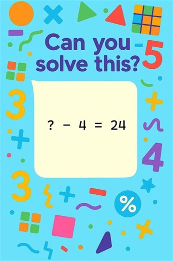 Fun Subtraction Puzzle for Kids! ? - 4 = 24