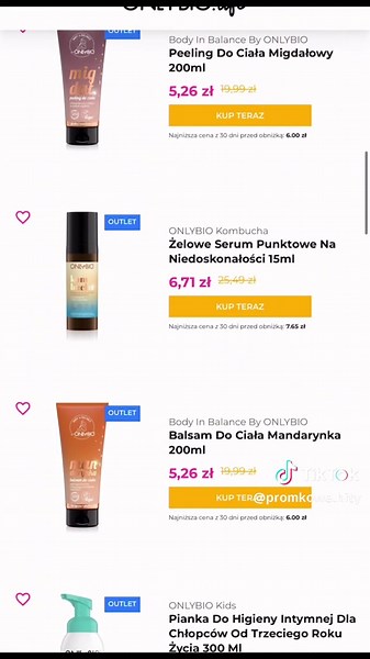 Tanie kosmetyki od Onlybio w outlet - promocje i rabaty