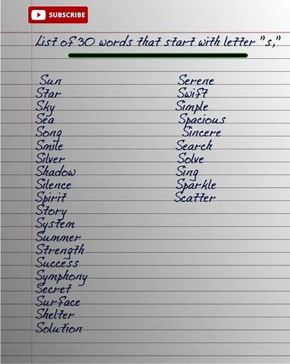 Words Starting with Letter "s" | 30 Words Starting with letter 'S' | A Starting Words