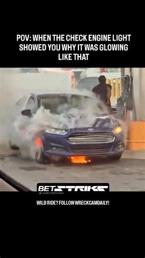 Wreck Cam Daily on Instagram: "A flashing Check Engine Light is the most serious warning your car can give you—it often indicates a severe engine misfire or a critical fault that can lead to excessive heat and, yes, a fire hazard. Do NOT drive with a flashing light! 🤯 ​We all try to put off the repair, but this is a horrifying reminder of the true cost of procrastination. What was the WORST thing that happened to you after ignoring a warning light? Share your story below! 👇 #CarSafety #CheckEn