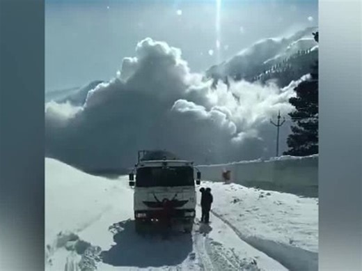 Dramatic scenes filmed: Avalanche buries village in the Himalayas