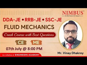 Fluid Mechanics Crash Course for DDA, RRB, SSC JE 2022 (CE/ME) - 🔴 Live Class | L-3