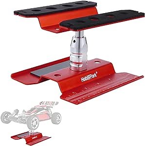 RC Car Work Stand Repair Workstation Aluminum Alloy Hobby Tools for 1/10 1/12 1/16 1/18 Truck Buggy On Road Touring Drift (Red)
