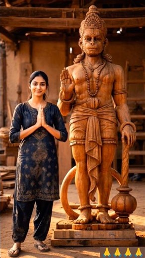 😳 लकड़ी से बना चमत्कार! Hanuman Ji की ये मूर्ति देखकर हैरान रह जाओगे #woodcarving #woodcraft