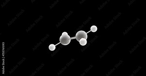 Polyethylene molecule, rotating 3D model of Ethylene, looped video on a black background