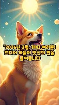 2026년 3월 개띠 운세 🐕 합(合)의 기적이 일어납니다! ‘이 나이’는 오늘부터 돈 걱정 끝납니다 💰✨ #운세 #개띠 #2026년3월