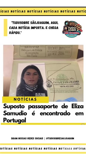 Suposto Passaporte de Eliza Samudio Encontrado em Portugal