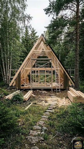 Tiny A-Frame Cabin Built in the Forest 🌲 | Satisfying Timelapse