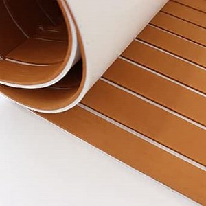 Boat Flooring EVA Foam, Self-Adhesive Sea Deck Boat Decking Sheet, Faux Teak Marine Flooring for Boats, Non-Slip Boat Flooring Foam for Yachts Kayak 94.5"× 35.4"