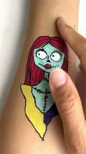 🎨 Sally Face Painting on Skin | Easy Body Art Drawing #Sally #NightmareBeforeChristmas