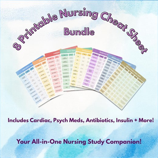 Nursing School Cheat Sheet Bundle | Med Surg, Pharmacology (PDF) - Etsy