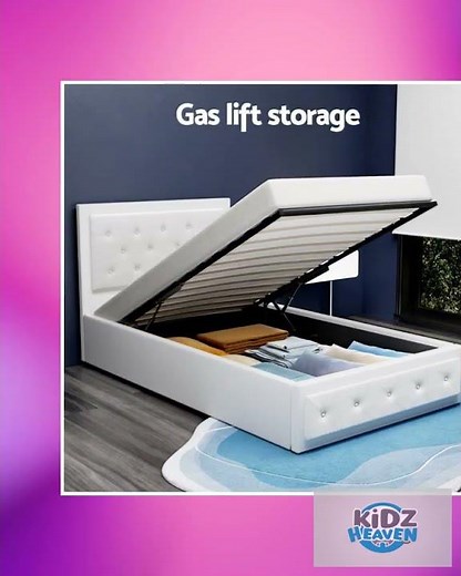 Artiss Bed Frame King Single Size Gas Lift White TIYO