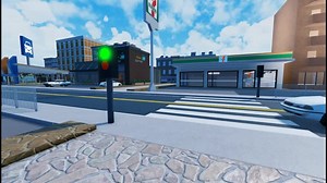Roblox Animation: Bear Character Crosses City Street