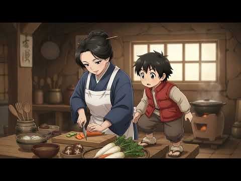 Relaxing Winter Cave Life | Japanese Family Cooking & Salting Fish Lo-Fi Music (Ghibli Style)