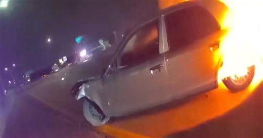 Mesquite police officer saves woman from burning vehicle