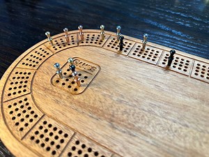 Oval Hardwood Cribbage Board - Customize It! - 4 Player, Metal Pegs & Internal Peg Storage - Etsy