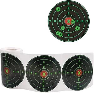 Splatter Shooting Targets 4 Inch Reactive Paper Target Stickers 200 Self Adhesive Target Roll for BB Gun, Pellet Gun, Airsoft, Rifle Indoor and Outdoor Shooting Range