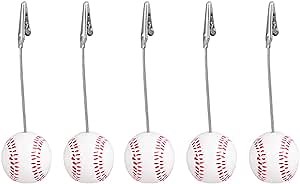 NUOBESTY Baseball Place Card Holders, Mini Baseball Base Table Number Holders Metal Note Clamps Photo Stands Message Clips for Sports Wedding Party Supplies 5pcs