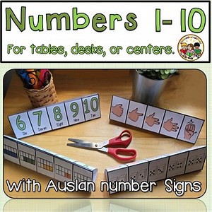 Numbers 1 to 10 Trifoldables with Auslan Number Signs