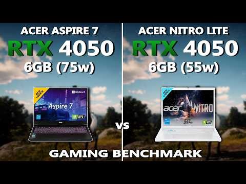 RTX 4050 (55w) vs (75w) Gaming Benchmark Test | Acer Aspire 7 vs Acer Nitro Lite |