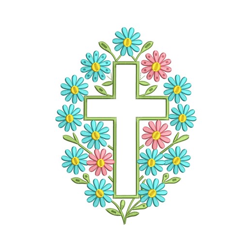 Floral Cross Embroidery Design, Daisy Cross Machine Embroidery File, Christian Spring Easter Cross Pattern - Etsy