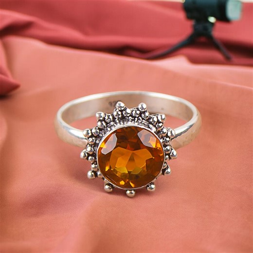 Yellow Citrine Ring, Sterling Silver, Faceted Gemstone, November Birthstone, Handmade Jewelry - Etsy