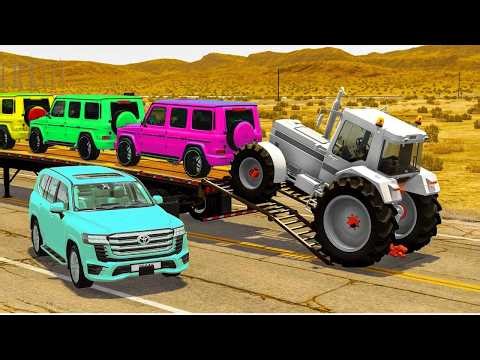 Flatbed Truck McQueen | Transportation with Truck - Pothole vs Car #117 | BeamNG.Drive Gameplay