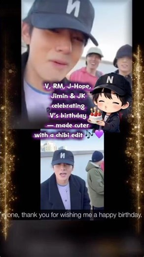 V Birthday Weverse Live 🎉 | RM, J-Hope, Jimin & Jungkook Sing Happy Birthday (Chibi Edit)#shorts