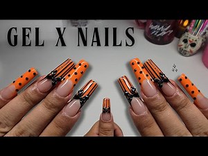 Halloween Inspired Gel-x Nails At Home 🎃 | Step By Step Tutorial