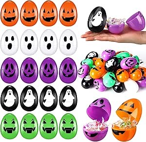 Libima 100 Pcs Easter Eggs 3" Plastic Eggs with Ghost Easter Skull Empty Bulk Fillable for Egg Hunt Party Favors Basket Stuffers Filler Classroom Prize Supplies Decor