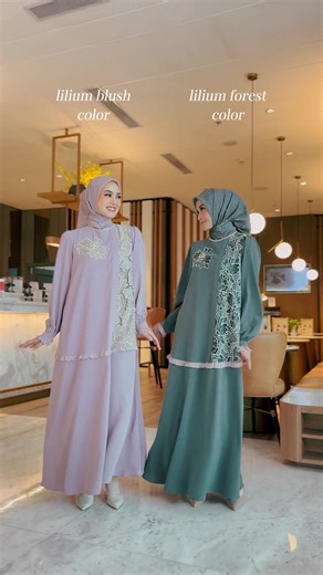 blush or forest? 🥰 #liliumdress #adenhijab #dresslucu