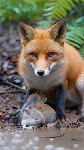 Fox Saves Baby Rabbit From Flooded Tunnel