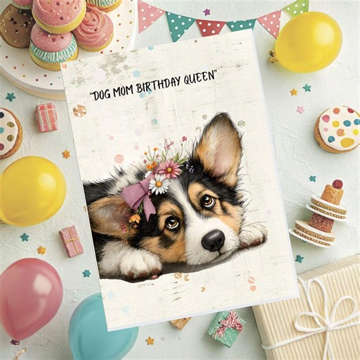 Dog Mom Birthday Card – Floral Puppy, Funny Fur Mama Gift (digital Download 5x7" ) - Etsy